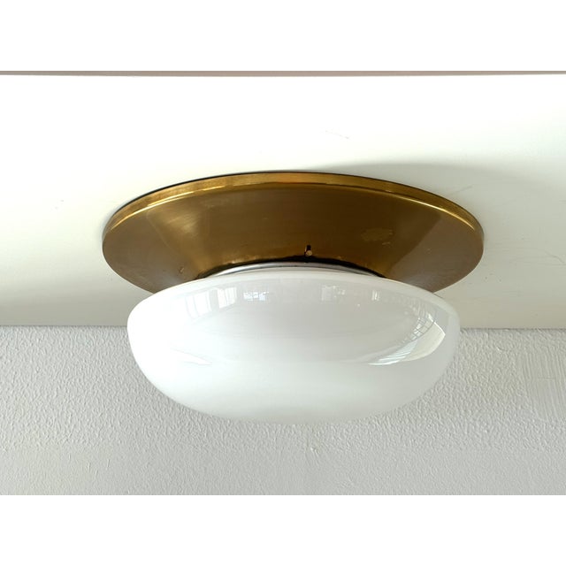 Mid-Century Italian Brass and Glass Flush Mount Light, 1960s For Sale - Image 16 of 16