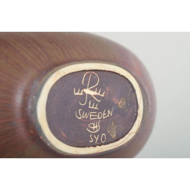 Carl-Harry Stålhane Oval Reddish-Brown Glazed Stoneware Bowl by Carl-Harry Stålhane For Sale - Image 4 of 5