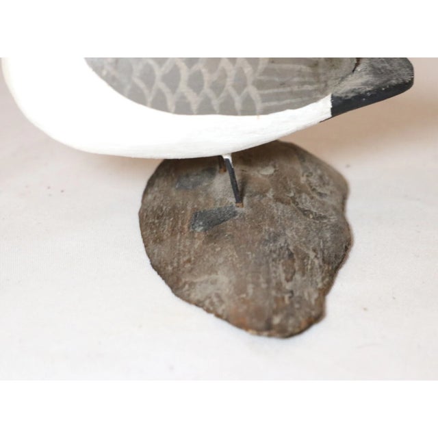 White Antique Miniature Hand Carved Wood Folk Art Standing Duck Goose Decoy Sculpture For Sale - Image 8 of 11