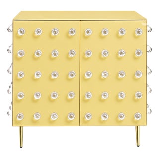 Butter Yellow 90-Sphere Murano Glass Cabinet with Brass Legs from Justfurnituress SRL For Sale