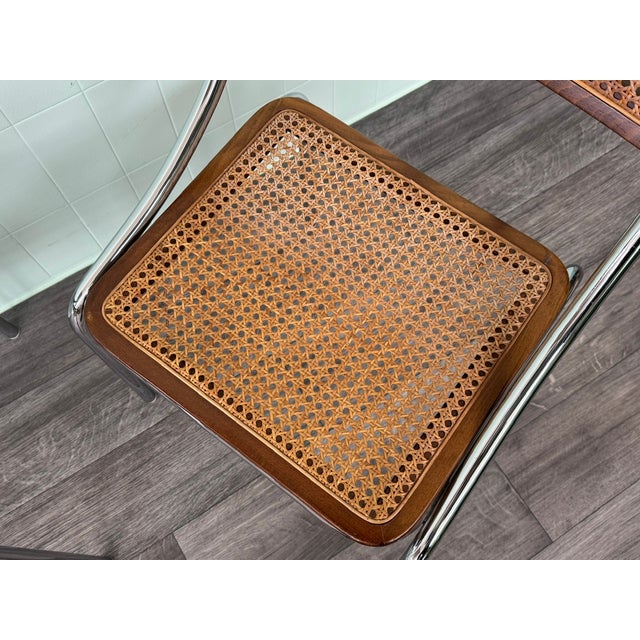 Italian Chairs in Chromed Metal and Vienna Straw, 1970s, Set of 4 For Sale - Image 12 of 14