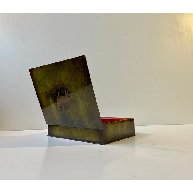1930s Art Deco Green Patinated Bronze Box by Holger Fridericias, 1930s For Sale - Image 5 of 12