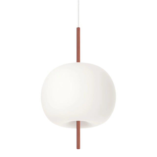 Small 'Kushi' Opaline Glass and Copper Suspension Lamp for Kdln For Sale