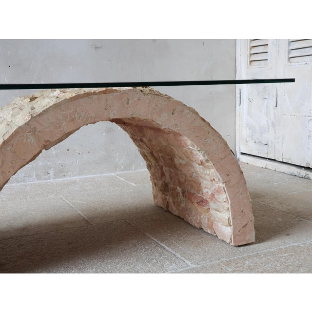 Beige Postmodern Mactan Stone Geometric Coffee Table by Magnusen Ponte, 1980s For Sale - Image 8 of 10