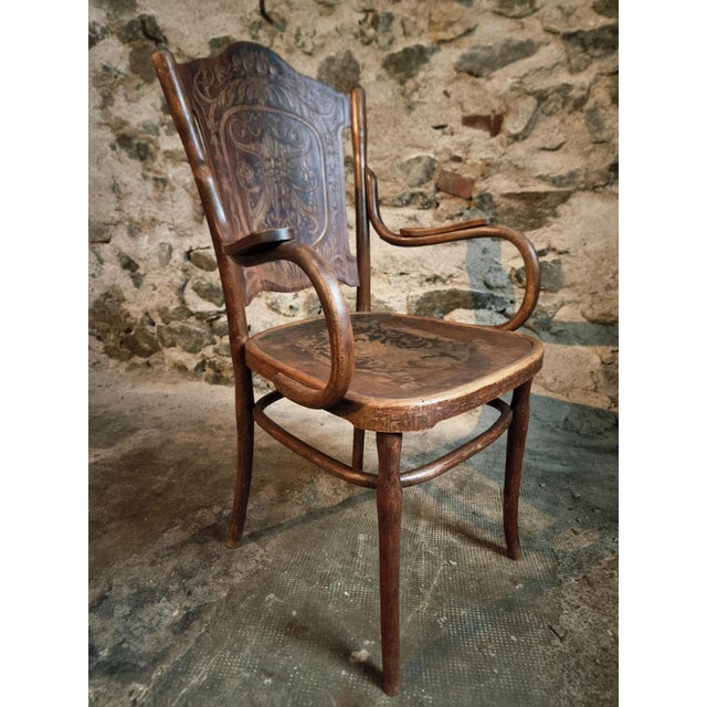 Antique Bentwood Armchair by Jacob & Josef Kohn, Vienna, Austria, 1900s For Sale - Image 11 of 15