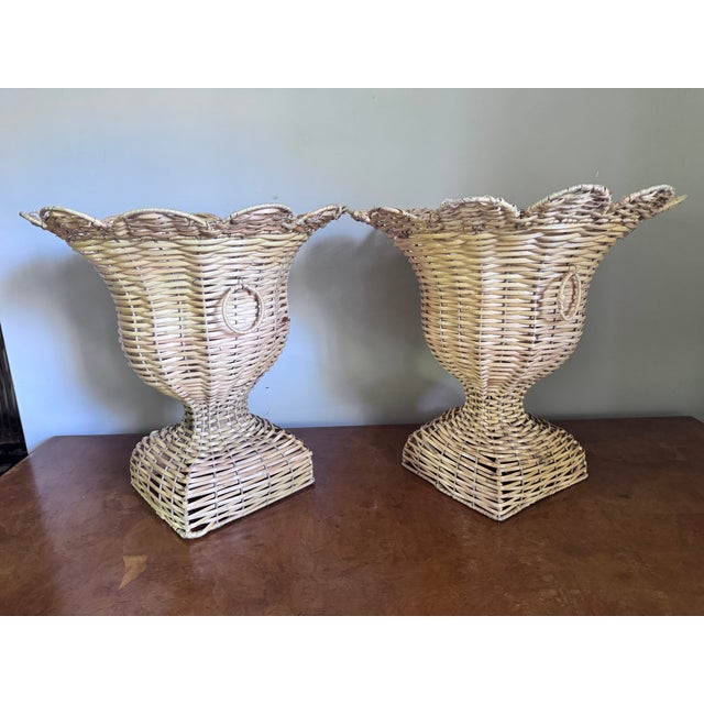 Pair of Large Vintage Wicker Urns For Sale - Image 11 of 17