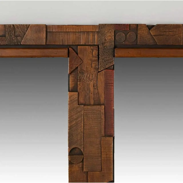 Wood Vintage 1970s Lane Brutalist Double Wall Mirror Geometric Paul Evans Style For Sale - Image 7 of 9