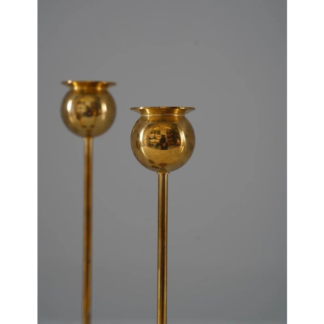Swedish Brass Candleholders by Pierre Forsell for Skultuna, 1960s, Set of 3 For Sale - Image 3 of 6