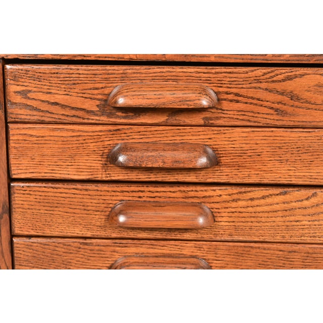 Antique Oak Arts & Crafts 5-Drawer Architect's Blueprint Flat File Cabinet, Newly Refinished For Sale - Image 9 of 15