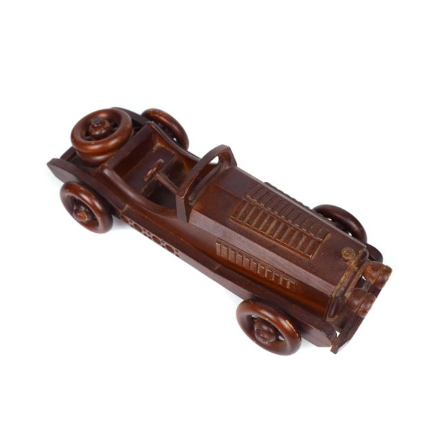 Wood Late 20th Century Handmade Wooden 1931 Mercedes Car Model For Sale - Image 7 of 9