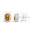 Contemporary 10K White Gold 5x3mm Emerald-Cut Orange Citrine and 1/7 Cttw Diamond Halo Octagonal Stud Earrings (I-J Color, I1-I2 Clarity) For Sale - Image 3 of 5