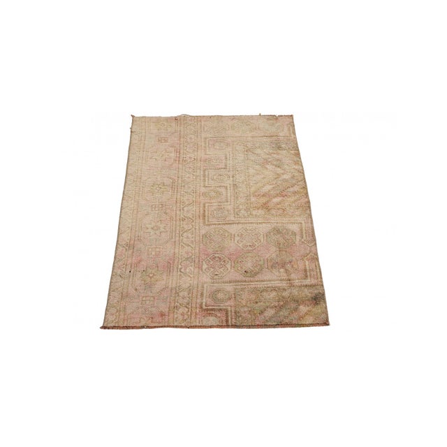 Handknotted Vintage decorative mini wool rug fragment. Approximatelly 45-55 years old. In very good condition. Rare find,...