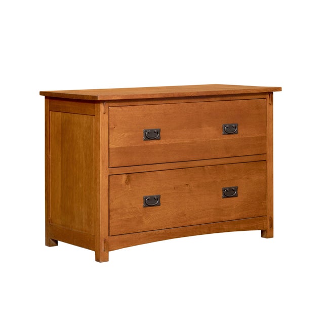 Wood Mission Oak 2 Drawer Lateral File Cabinet - Michael's Cherry Stain For Sale - Image 7 of 11