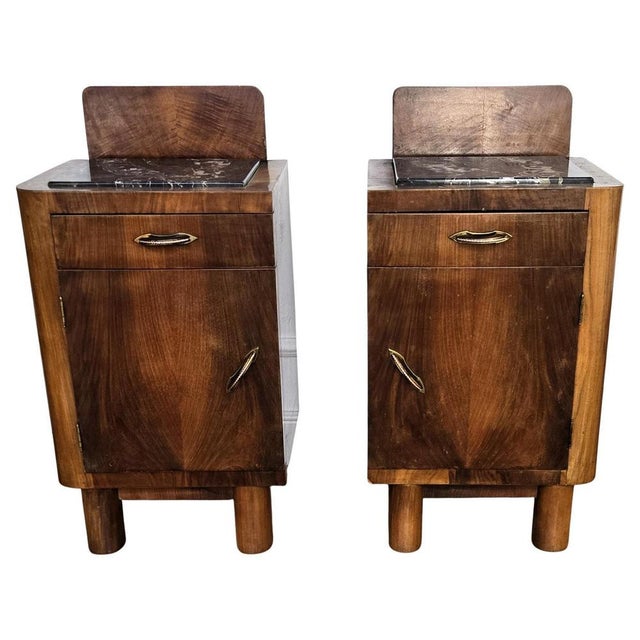 Italian Art Deco Nightstands in Burl Walnut, 1940s, Set of 2 For Sale - Image 10 of 10