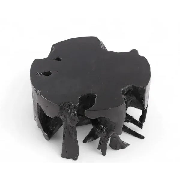 Round Black Teak Coffee Table For Sale In Boston - Image 6 of 7