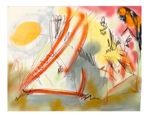 Bourgeoisie Sunrise Original Drawing by Erik Sulander on Paper 28x22