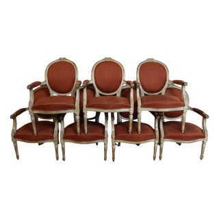 Louis XVI Cabriolet Armchairs, 1920s, Set of 7 For Sale