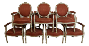 Louis XVI Cabriolet Armchairs, 1920s, Set of 7
