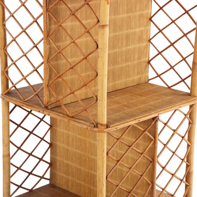 French Rattan Open Square Bookshelf, C. 1950. For Sale - Image 4 of 4
