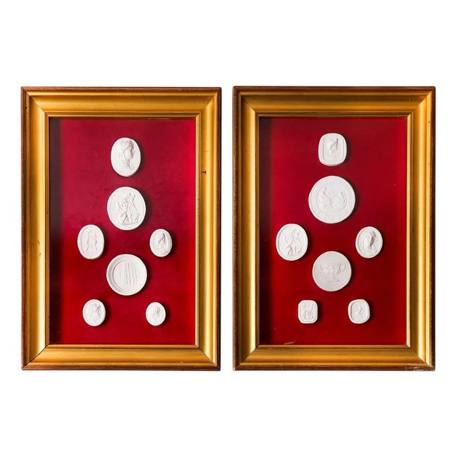 Antique Framed Grand Tour Intaglios by Giovanni Liberotti, 19th Century, Set of 2 For Sale