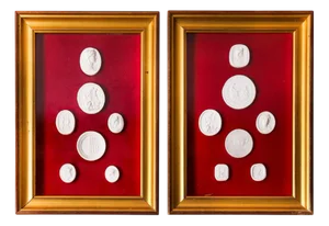 Antique Framed Grand Tour Intaglios by Giovanni Liberotti, 19th Century, Set of 2