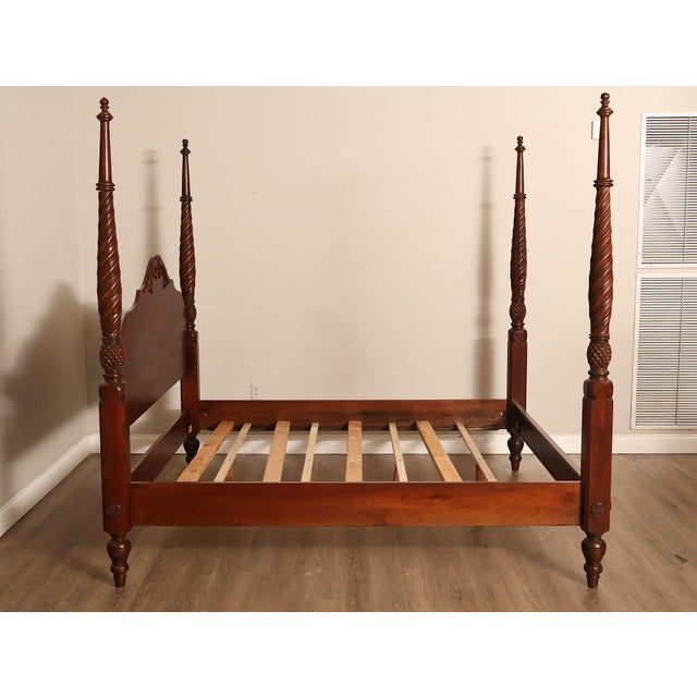 High Quality American Made King Size Bedframe with Spiral Carved Posts