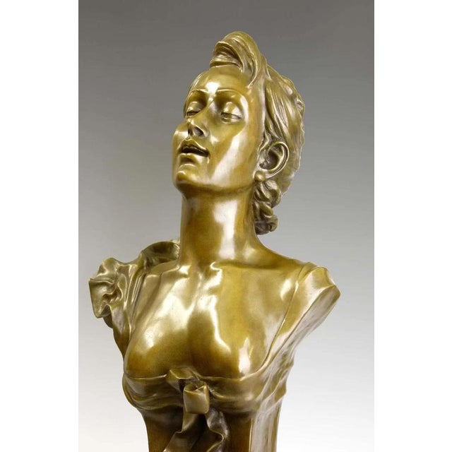 Art Nouveau Bust Sculpture, 20th Century, Gold Patinated Bronze For Sale - Image 4 of 7