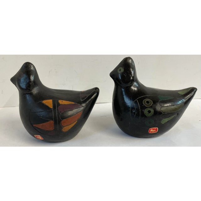 Mexican Vintage Mexican Blackware Pottery Birds - a Pair For Sale - Image 3 of 8