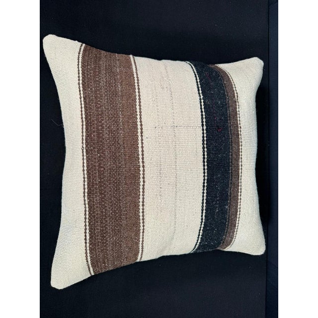 Turkish Hemp Pillow Cushion Natural Beige Brown Pillow Cushion Cover 20"x20" For Sale - Image 4 of 4