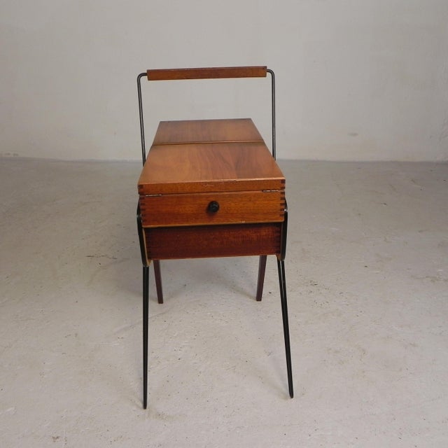 Vintage Foldable Sewing Box with Slanted Legs, 1950s For Sale - Image 11 of 18