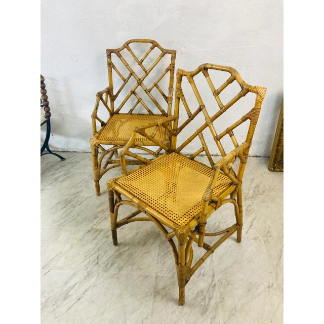 Midcentury Italian Rattan Arm Chairs, a Pair For Sale - Image 9 of 10