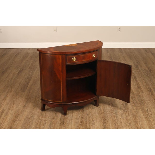 1990s Henkel Harris Mahogany Demilune Console Cabinet Console For Sale - Image 5 of 18