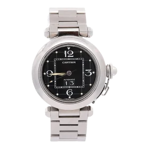 Cartier Pasha 2475 Black Dial Automatic 35mm Watch With Box and Service Papers
