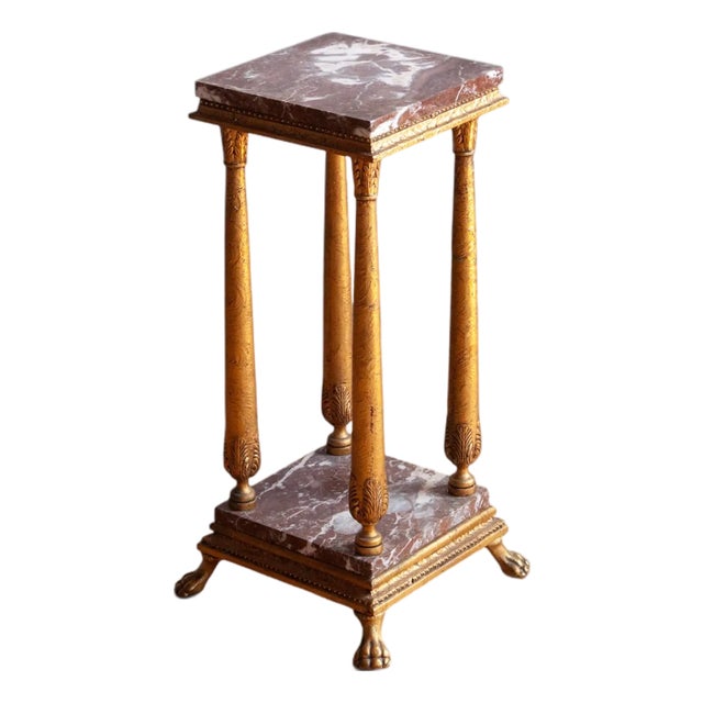 Empire Style Gilded Marble Pedestal, 19th Century For Sale