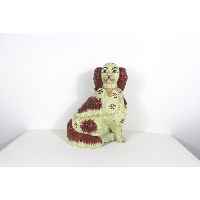 Very Large Vintage Staffordshire Spaniel Dog Hand Painted Collectible For Sale - Image 11 of 11