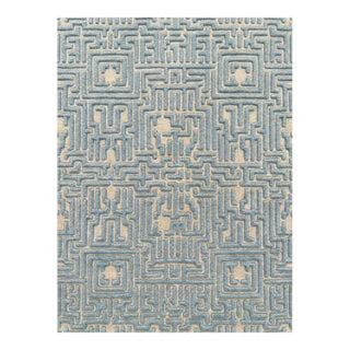 Theseus Hand-Tufted Maze Rug, Sky Blue, 4x6 For Sale