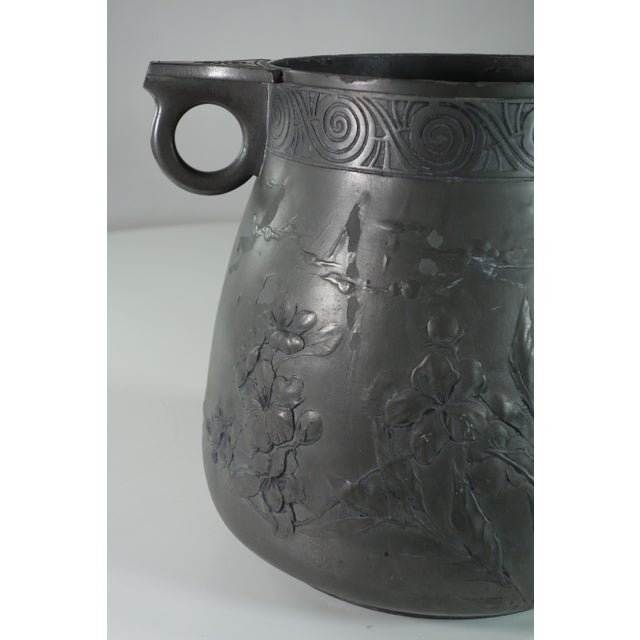 Art Nouveau Pewter Kayser Birds Flowers Vase, 1900s For Sale - Image 4 of 12
