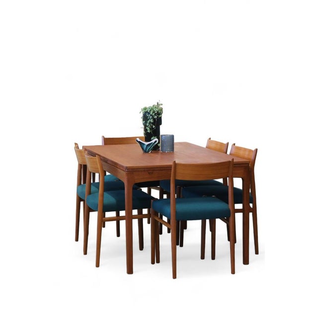 Dining Chairs Model 418 in Teak and Green Wool Upholstery by Arne Vodder for Sibast, 1960s, Set of 4 For Sale - Image 15 of 18