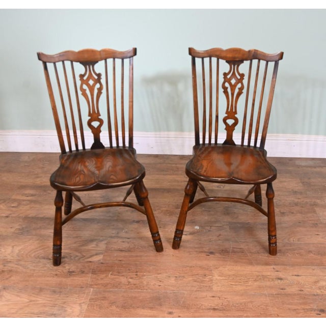 Oak Refectory Table and Windsor Dining Chairs, Set of 9 For Sale - Image 6 of 15