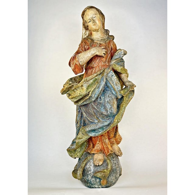 Mary, Mother of God, South German Master circa 1760, Carved Wood For Sale - Image 10 of 10