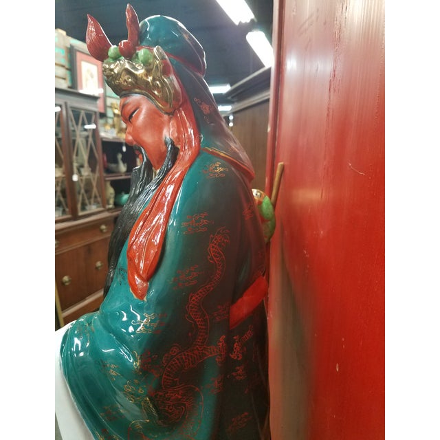 Mid-Century Chinese Porcelain Warrior Large Statue For Sale - Image 11 of 12