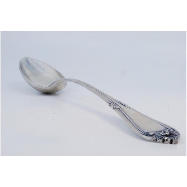 Silver Rice and Serving Spoon with Crimped, Embossed Handle and Monogram Card For Sale - Image 10 of 10