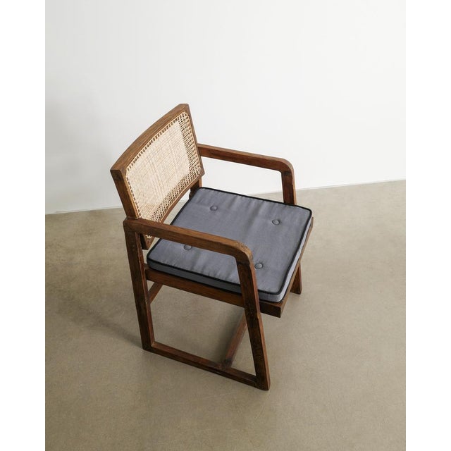 Wood French Mid-Century Wooden Box Dining or Office Chair in Teak & Rattan by Pierre Jeanneret, 1950s For Sale - Image 7 of 8