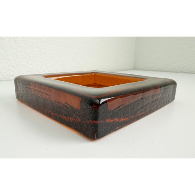 Blenko 1970s Brutalist Block Glass Ashtray/Catchall Attributed to Blenko For Sale - Image 4 of 10
