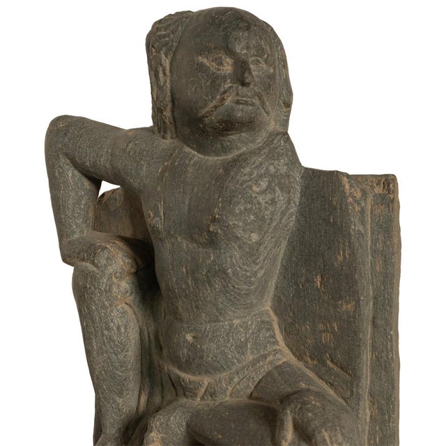 Ancient Gandhara Buddhist Carved Schist Statue of Atlas Kushan Empire 300 Ad For Sale - Image 12 of 15