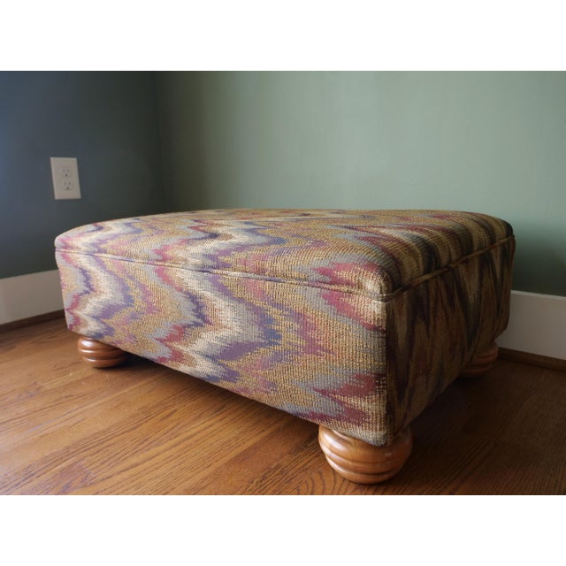 Newly Upholstered Ottoman in Flamestitch For Sale - Image 6 of 7