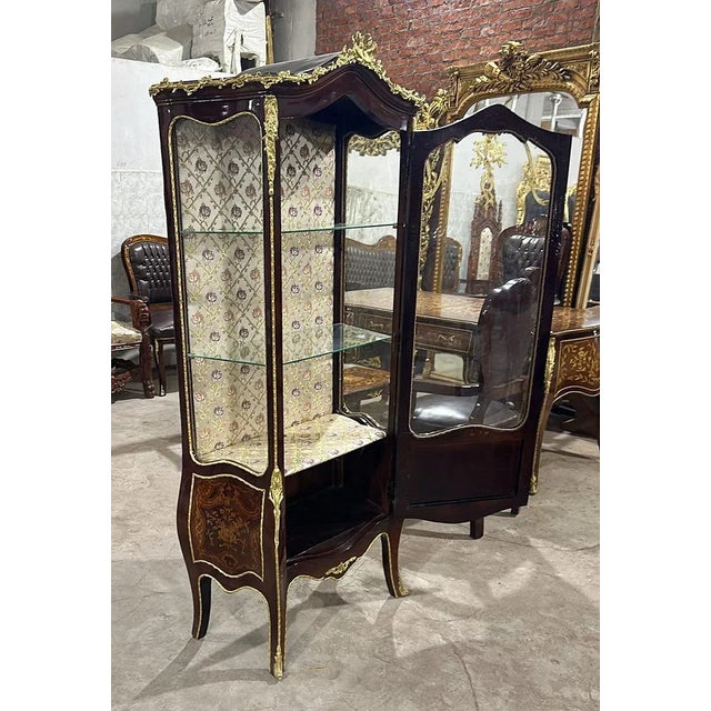 1990s 1990s French Vintage Glass Cabinet Vitrine Louis XVI Style For Sale - Image 5 of 7