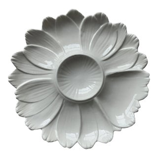 Vintage Italian White Ceramic Flower-Shaped Artichoke Plate For Sale