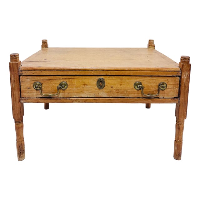 Antique Scrubbed English Pine Foot Stool Side Table For Sale
