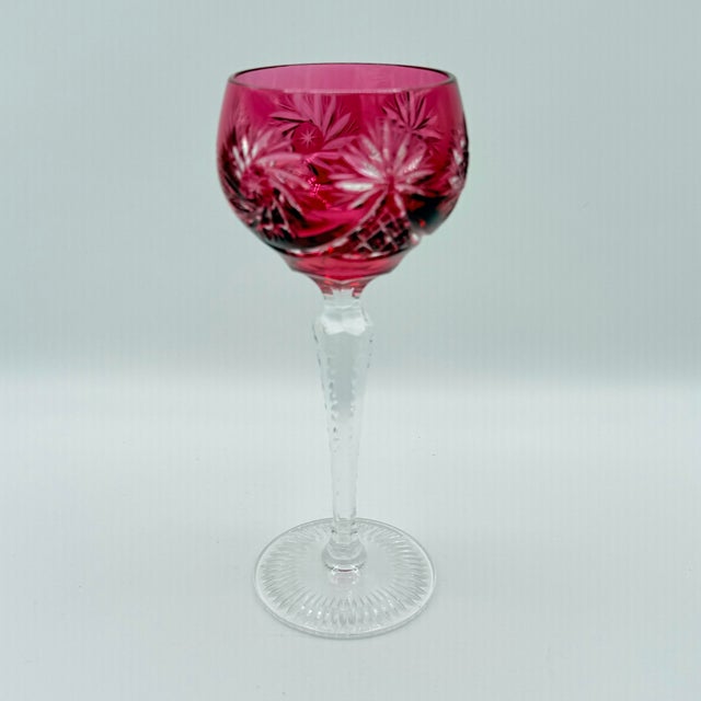 Green Vintage Nachtmann Style Cut-to-Clear Crystal Hock Glasses, Jewel Tone - Set of 4 For Sale - Image 8 of 9